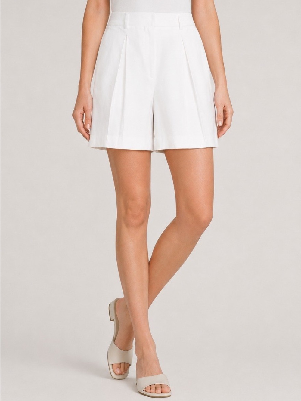 Alex Marie White Linen Blend Pleated Shorts Size 10 Fits S-M